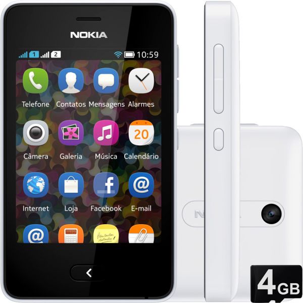 Celular Asha 501 Dual Chip Desbloqueado Branco Wi-Fi Memória